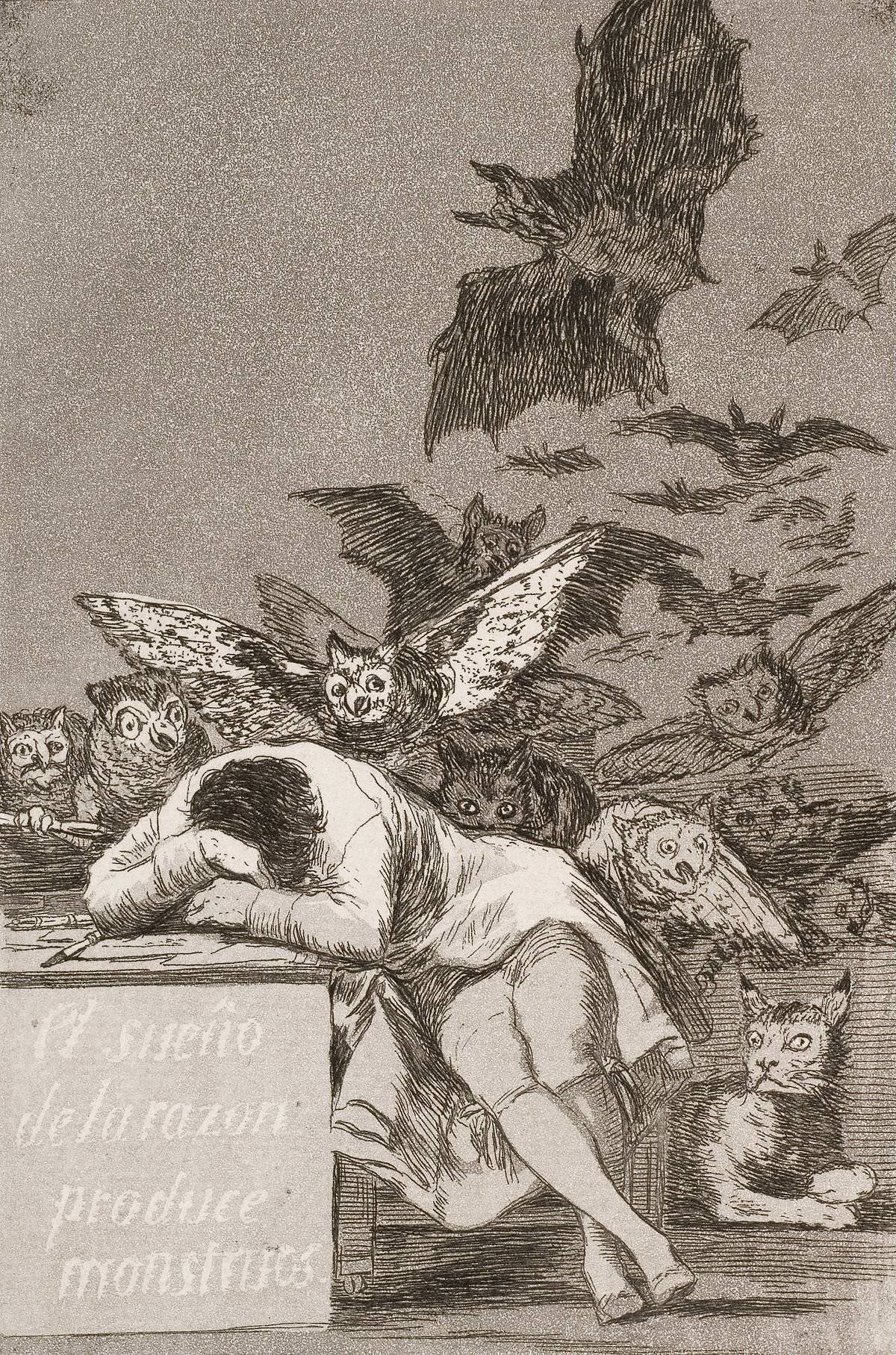 "El sueño de la razón produce monstruos" por Francisco de Goya, 1799