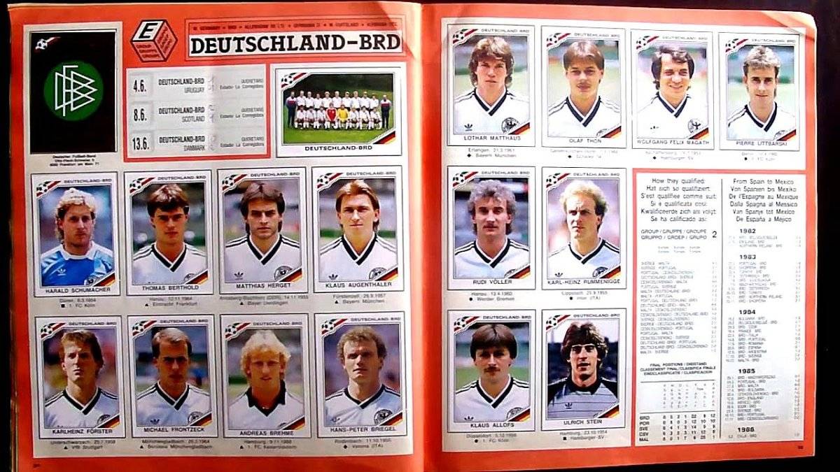 La selección alemana en el álbum de México 1986