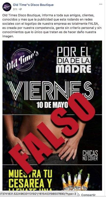 "Old Times" niega haber pautado dicha publicidad