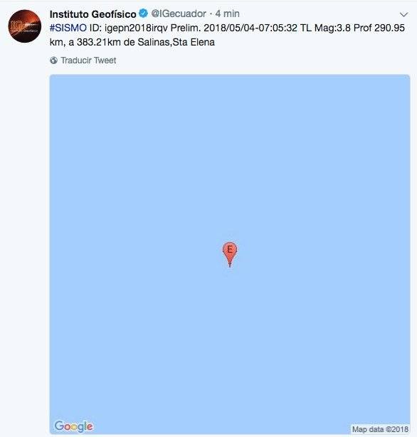 sismo de 3.8 grados en Salinas