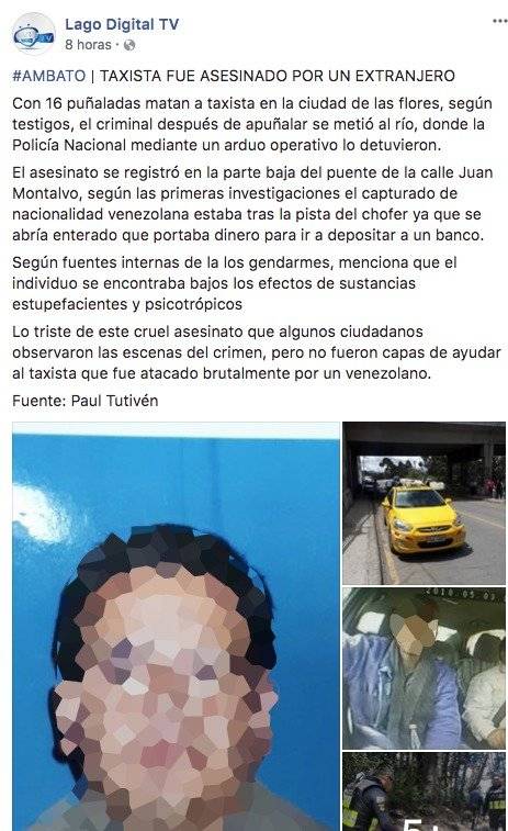 Taxista asesinato en Ambato