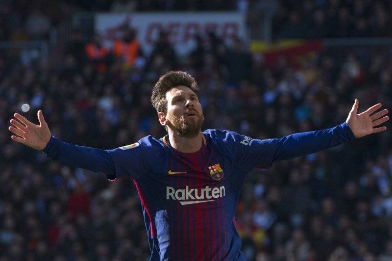 Messi celebra su gol en el último clásico
