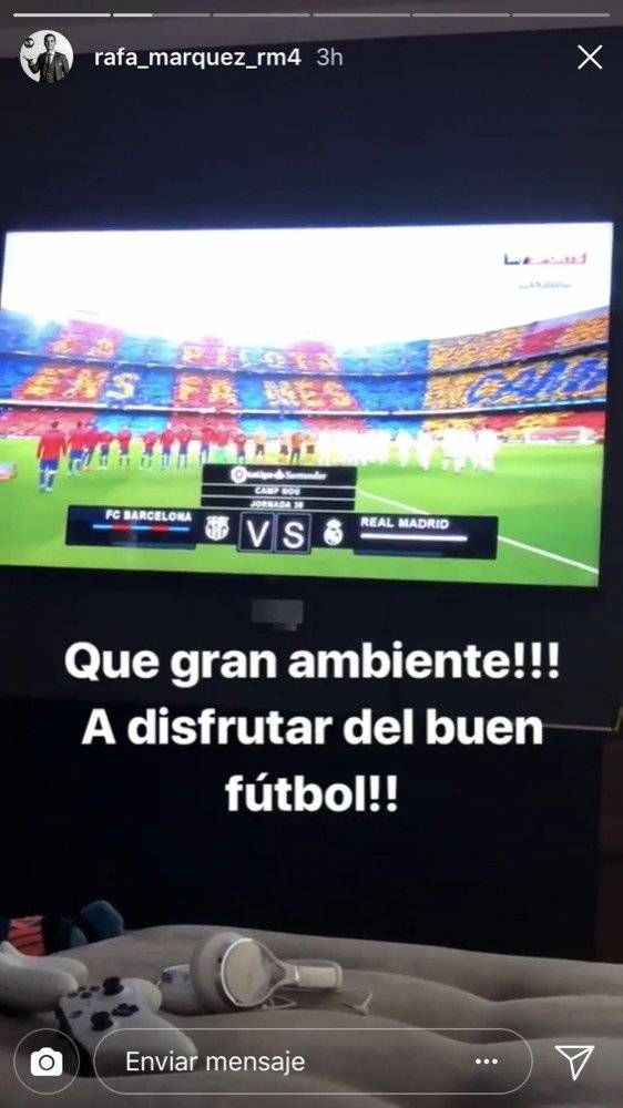 Rafael Márquez disfruta del Clásico español a la distancia