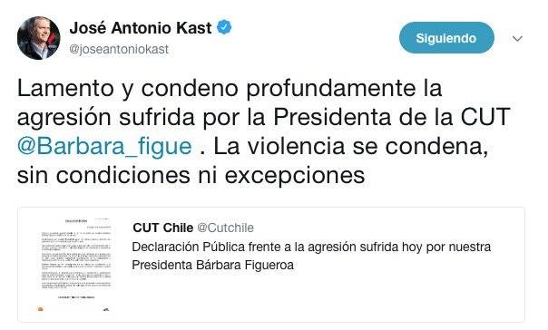 Kast rechaza violencia