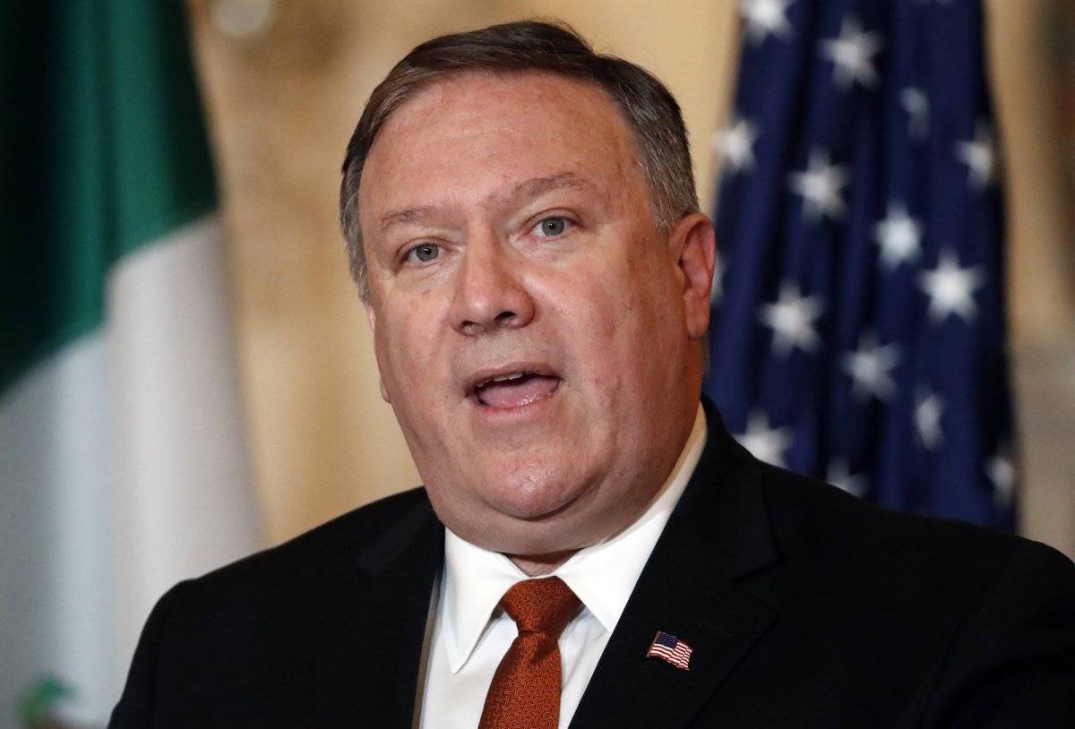 El secretario de Estado de Estados Unidos, Mike Pompeo, durante una conferencia de prensa tras la visita del secretario de Exteriores de México, Luis Videgaray, en el Departamento de Estado, en Wahsington, el 7 de mayo de 2018. (AP Foto/Alex Brandon)