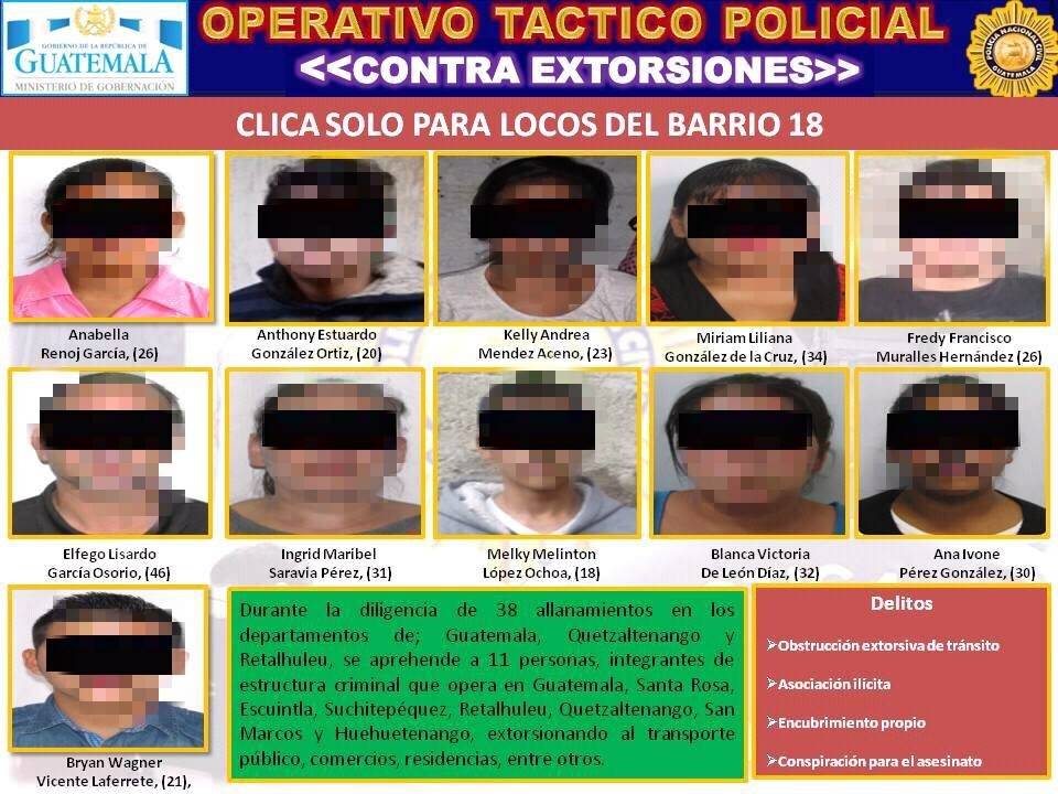 capturados en operativo contra extorsión
