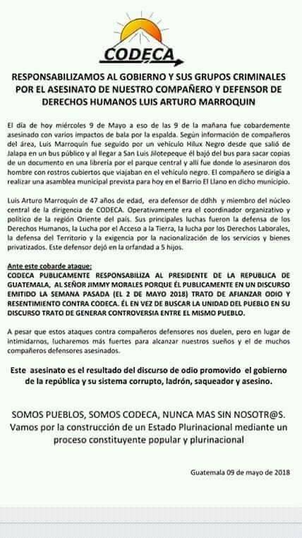 Comunicado de Codeca