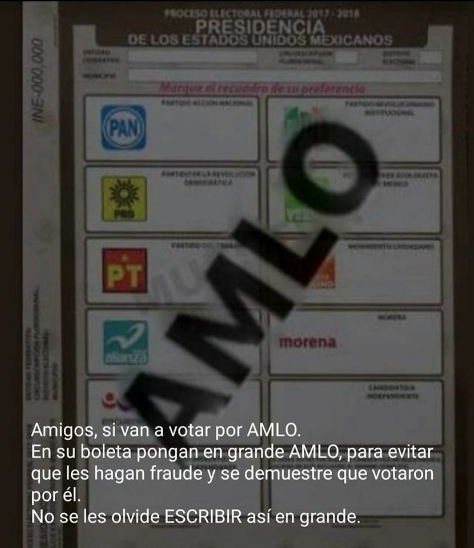 México, cuidado: Imagen falsa en redes sociales engaña a los votantes de AMLO para anular su voto México, cuidado: Imagen falsa en redes sociales engaña a los votantes de AMLO para anular su voto