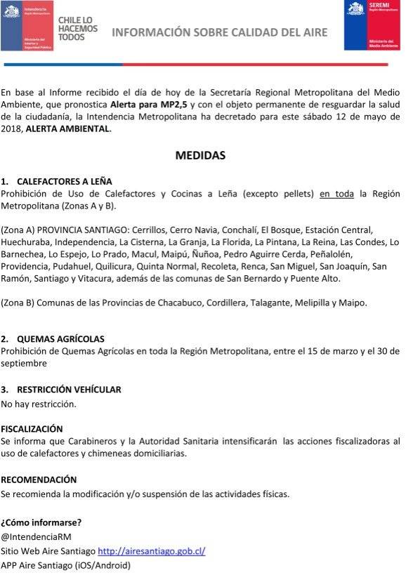 Comunicado Intendencia RM
