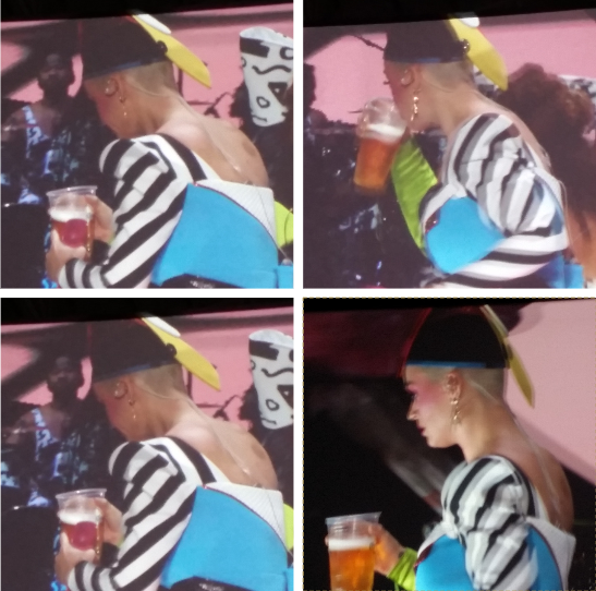 Kat Perry toma cerveza.