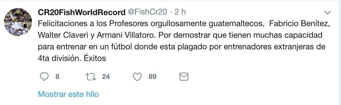 El tuit de Carlos Ruiz.