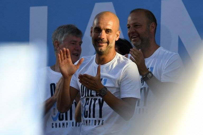 Guardiola en la celebración del último título del City