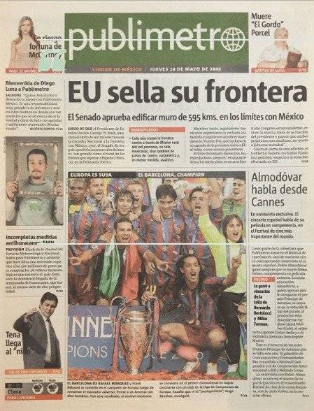 Primera portada de Publimetro