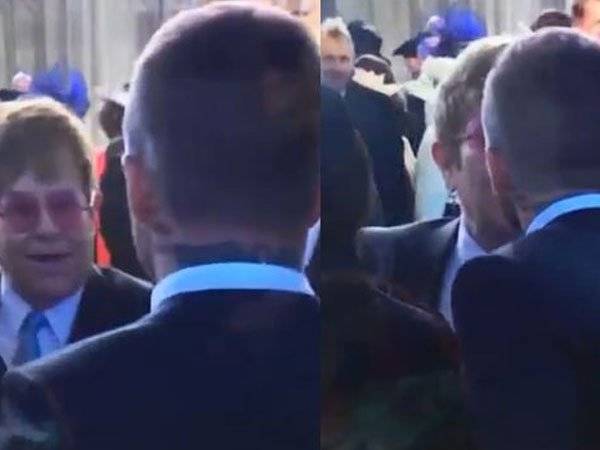 David Beckham Elton John Boda Real Beso
