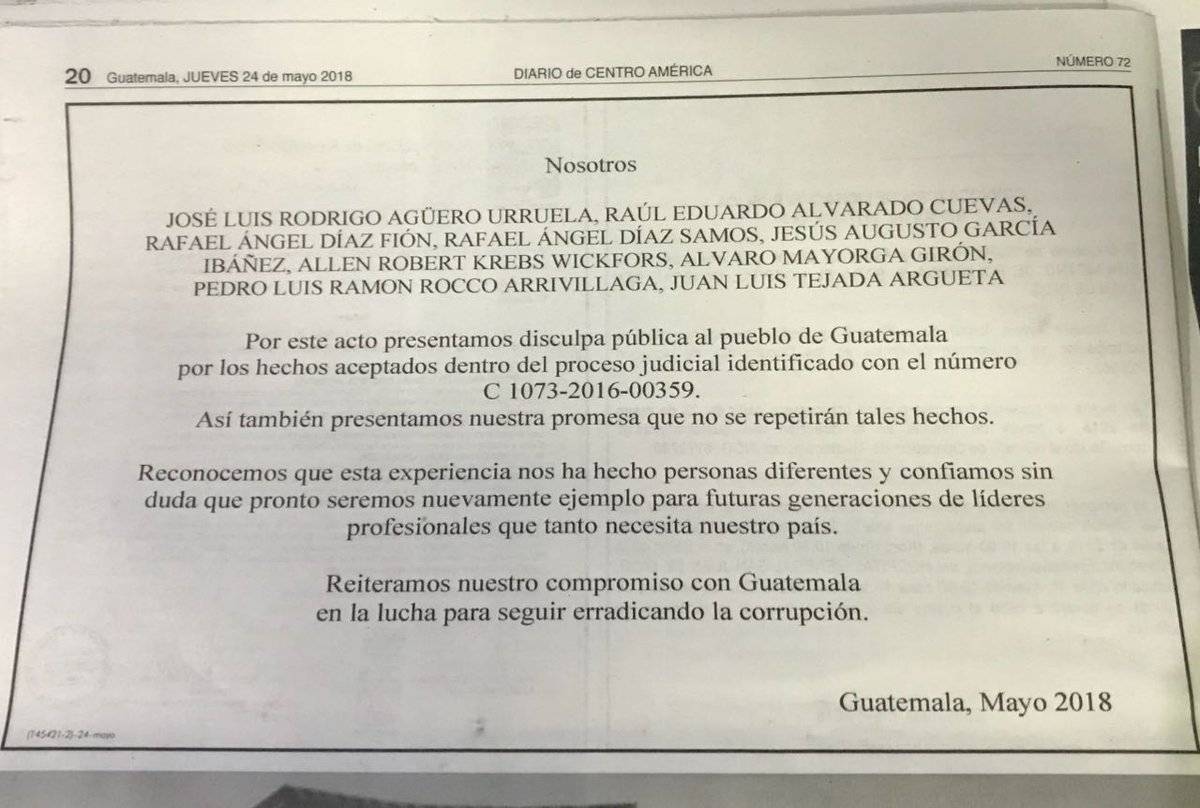 empresarios piden disculpa pública en el caso Construcción y Corrupción
