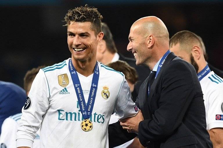 Cristiano junto a Zidane en la celebración del Madrid