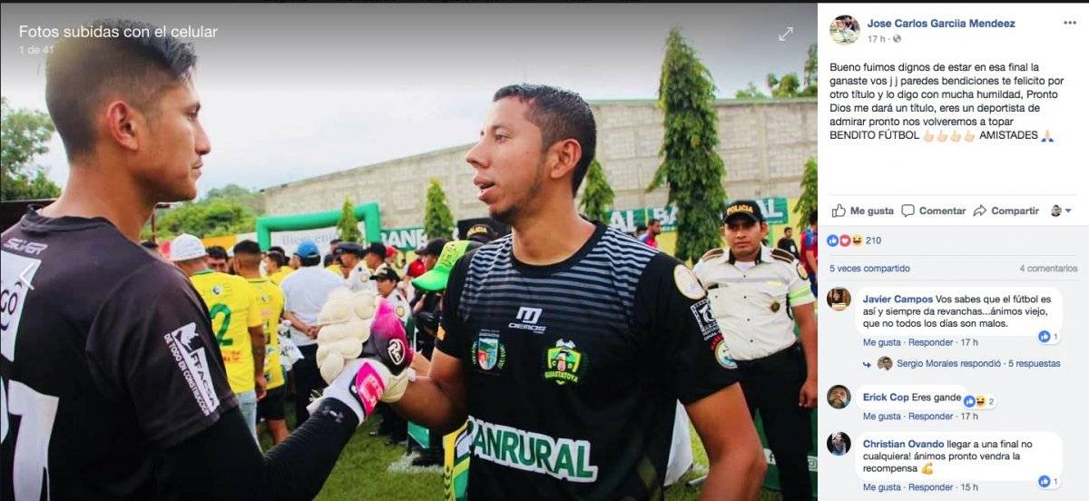 García y Paredes se saludaron al finalizar el partido