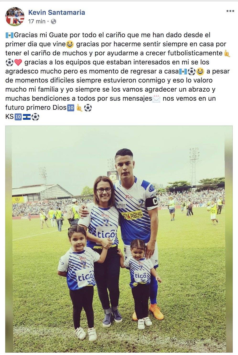 El mensaje que dejó Santamaría en su cuenta de facebook