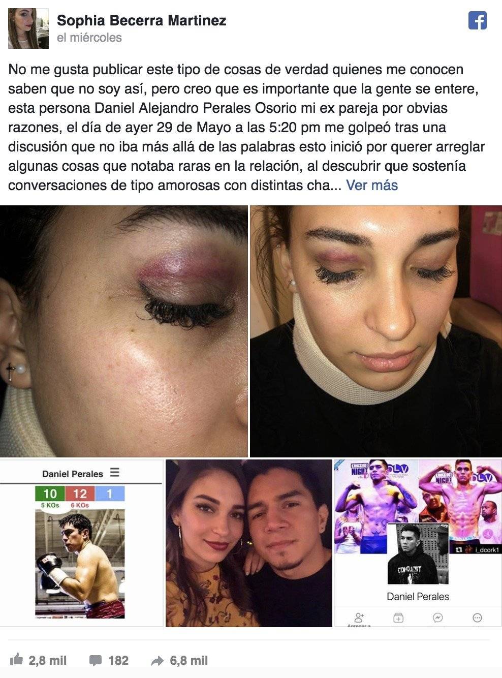Denuncia de la novia del boxeador