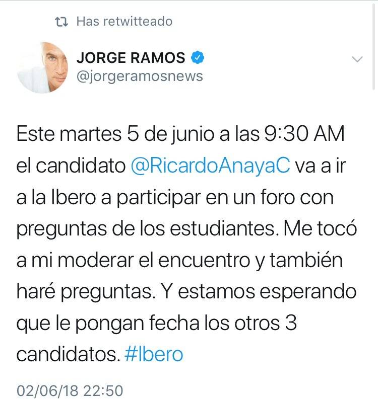 Tuit de Jorge Ramos