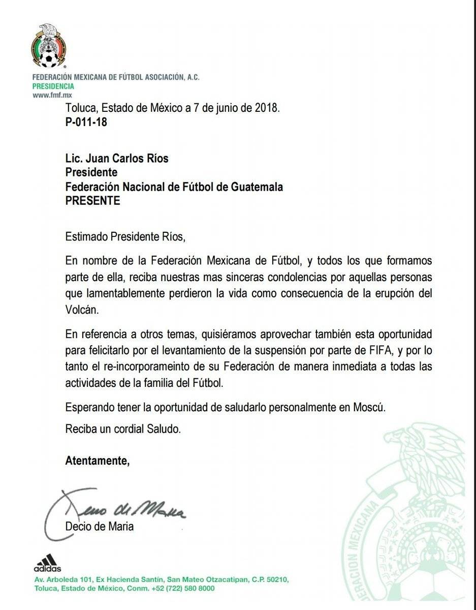 Comunicado de la Federación Mexicana de Futbol Asociación, A.C.