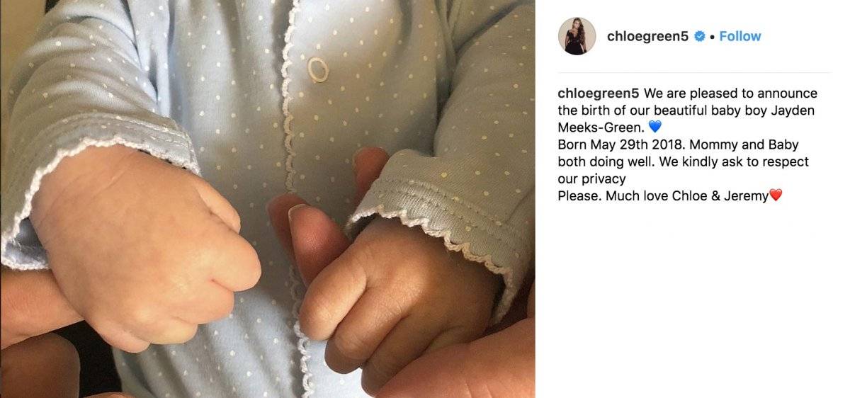 Chloe Green da a luz a su bebé