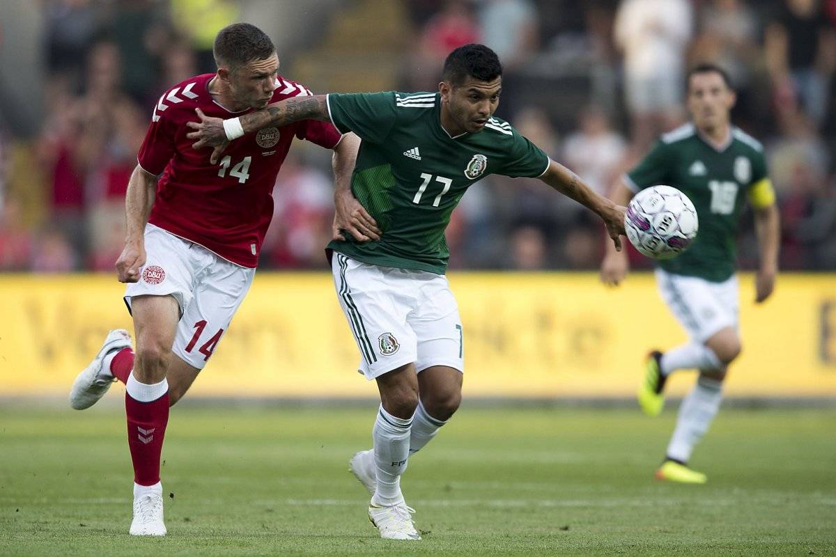 Acción del partido entre daneses y mexicanos