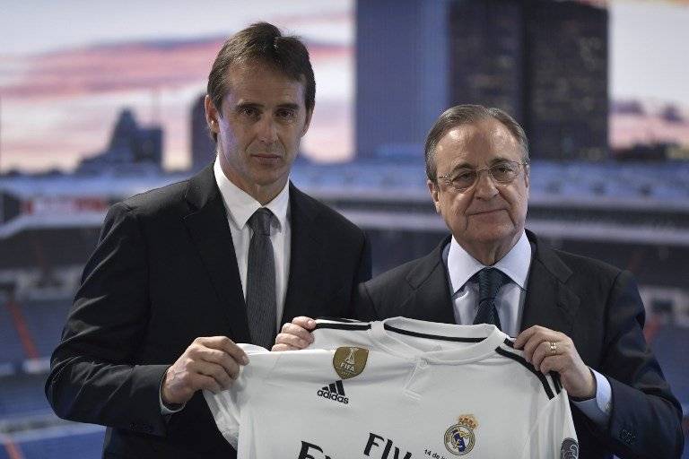 Lopetegui y Florentino durante la presentación