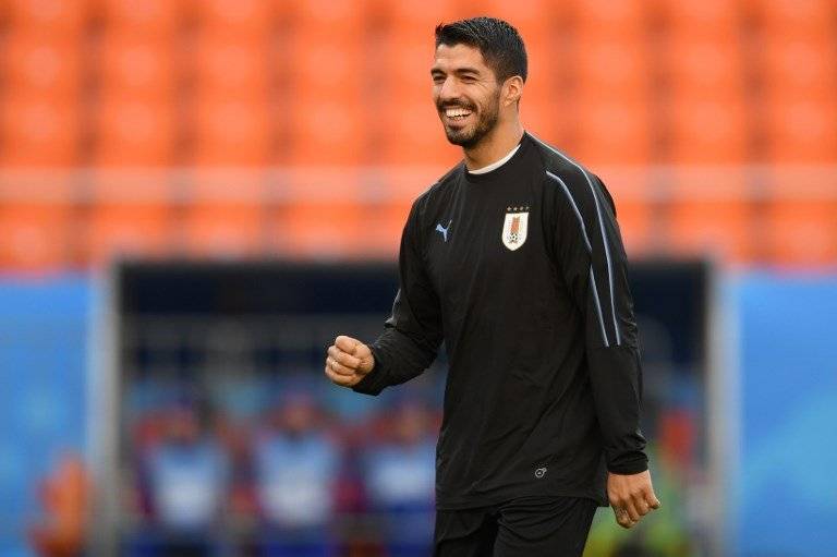 Luis Suárez en la práctica de Uruguay
