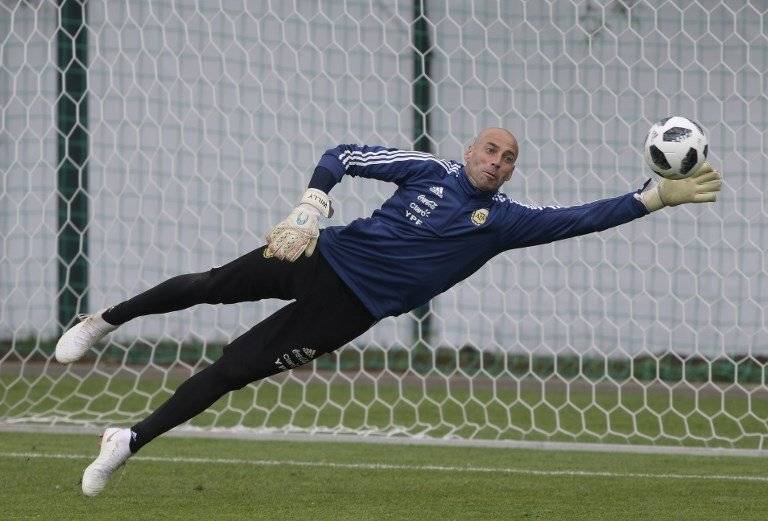 Caballero durante la práctica de Argentina