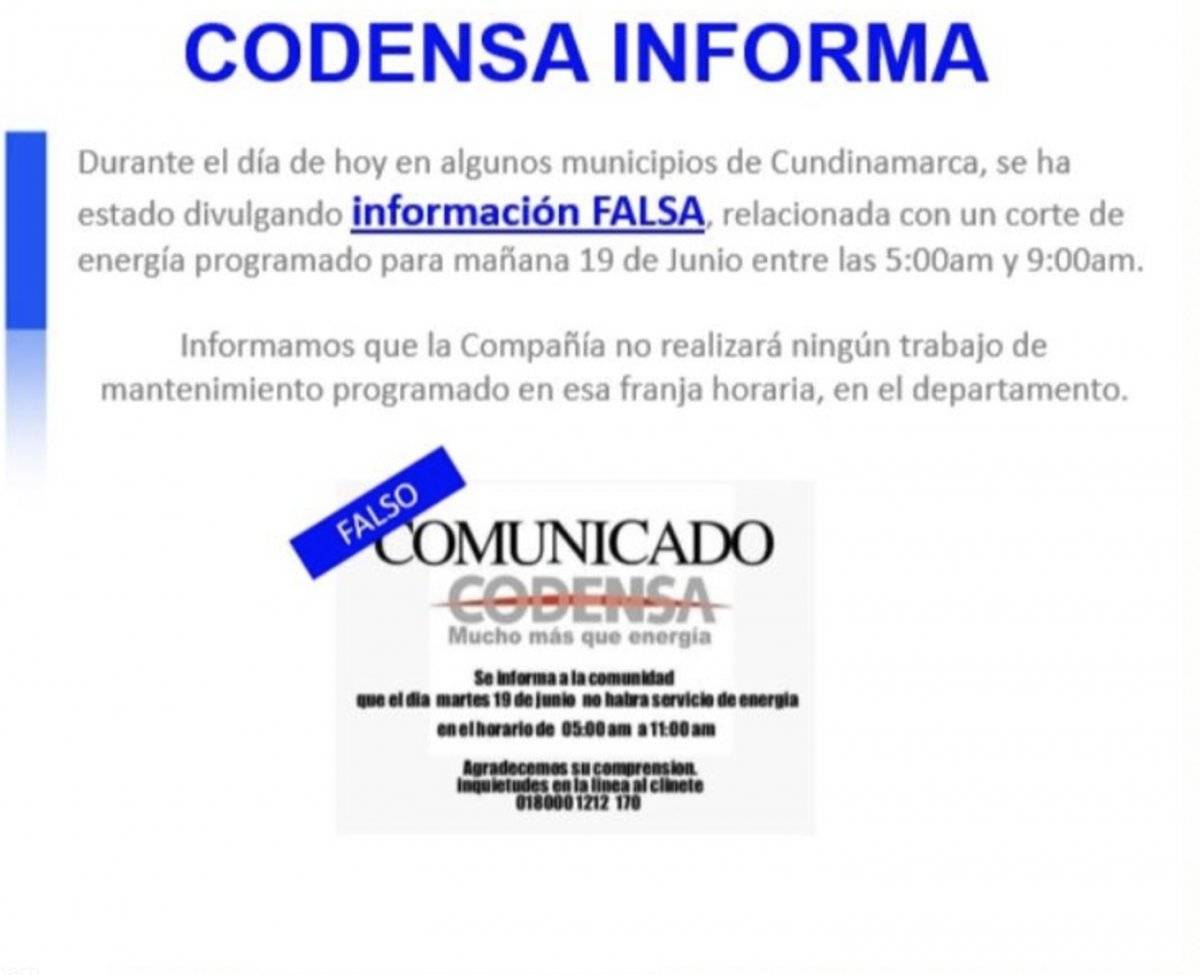 Falsa cadena de WhatsApp de Codensa
