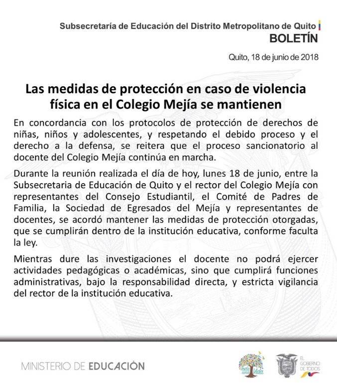 Colegio Mejía: Autoridades se pronuncian sobre profesor y presuntas agresiones a estudiantes