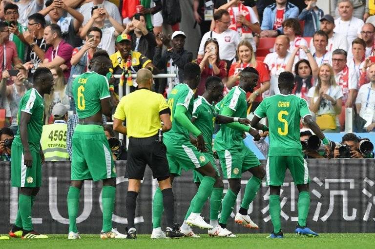 La celebración de los jugadores de Senegal