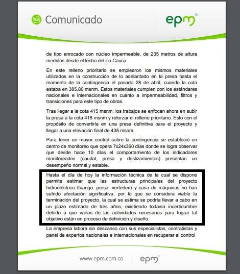 Informe Financiero EPM Hidroituango
