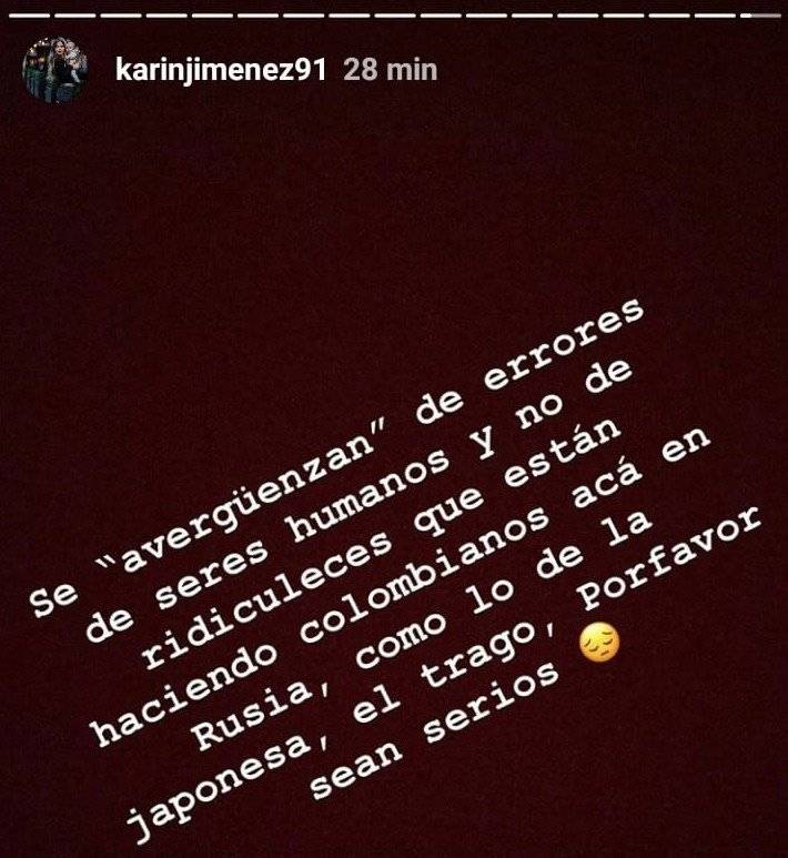 Captura de pantalla Instagram Karin Jiménez