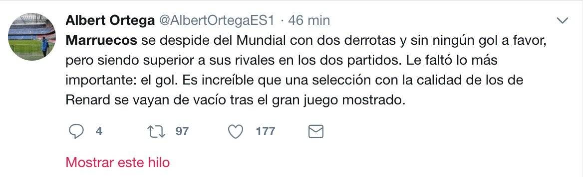 La afición mostró su tristeza por la eliminación de Marruecos.