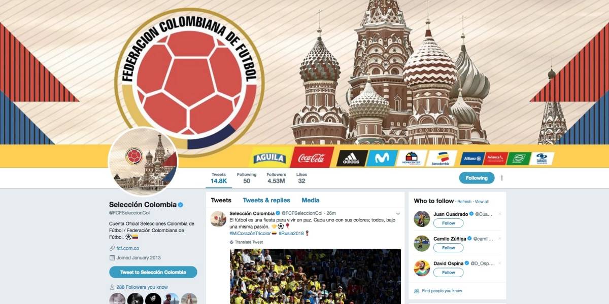 La Selección Colombia es el segundo equipo de fútbol de un país con más seguidores en Twitter