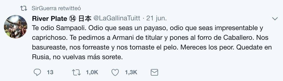 Tuit para Sampaoli