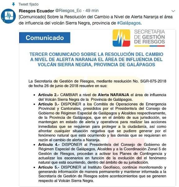 Comunicado Alerta Naranja