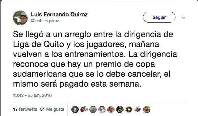 Liga de Quito vuelve a entrenar