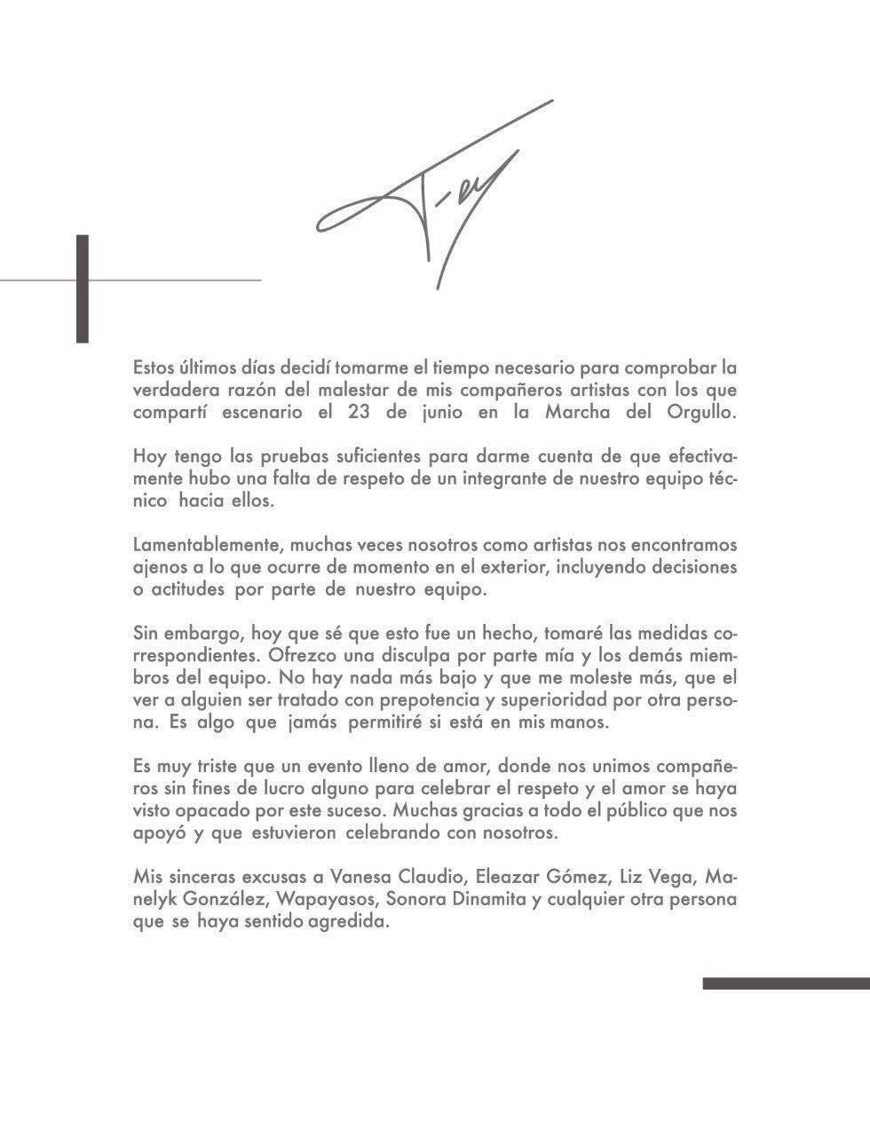 Comunicado de Fey