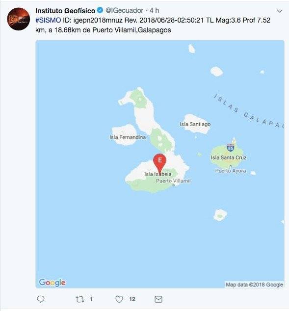 tres sismos se registraron Galápagos