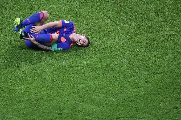James Rodríguez en el terreno de juego tras su recaída