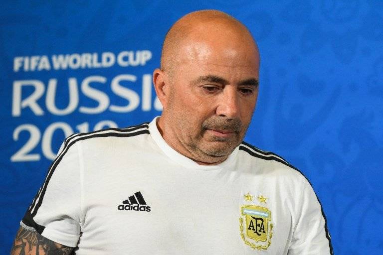 Jorge Sampaoli al salir de la rueda de prensa