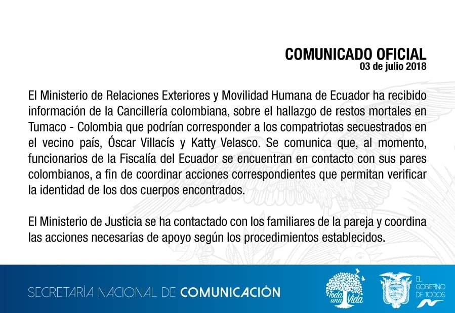 Comunicado Oscar y Kathy