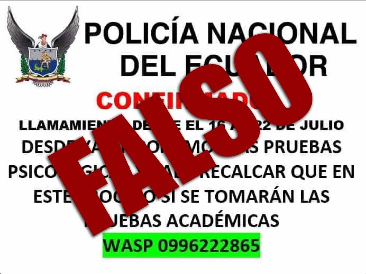 Falso comunicado para aspirantes a la Policía
