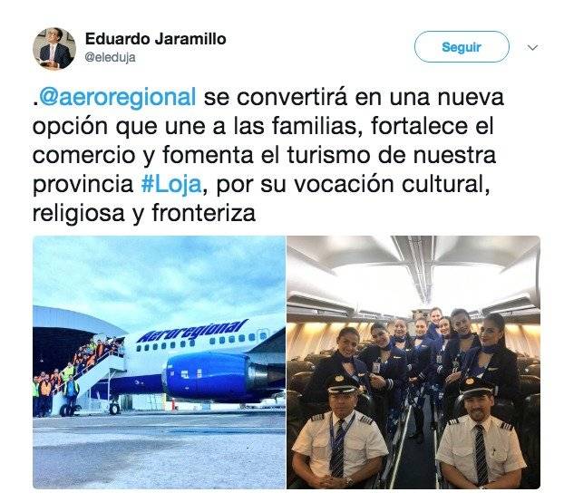Aeroregional prestará servicio de vuelos en la ruta Quito – Loja