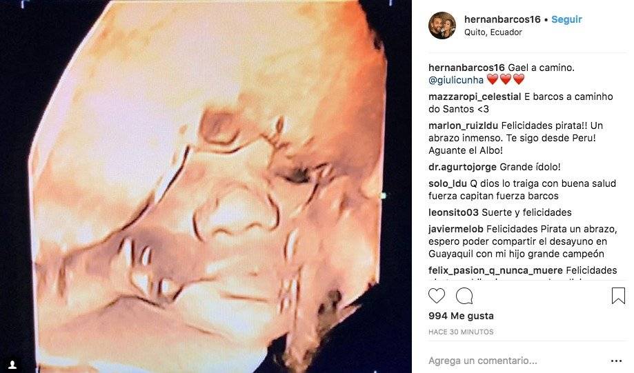Hernán Barcos publica foto del eco de su bebé