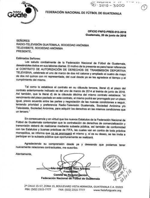 Comunicado de Fedefut