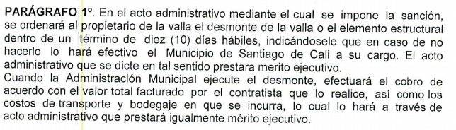 Parágrafo 1, artículo 110 del acuerdo 0436 del 2017.